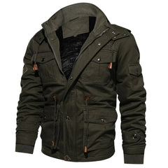 Men's Bomber Tactical Coats Hooded Winter Jacket