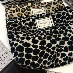 Large Women Leopard Cosmetic Bag Canvas Waterproof