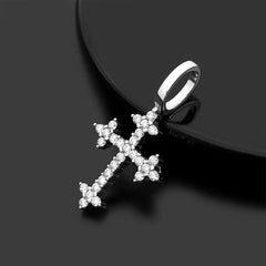 Moissanite Flower Cross Pendants Necklace Silver Real Diamond Iced Out Necklaces For Men Women High-End Jewelry Pass Test