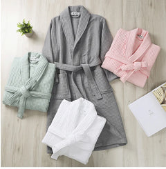 Hotel Cotton Men Bathrobe Plus Size Waffle Bath Robe Thicken Breathable Robes