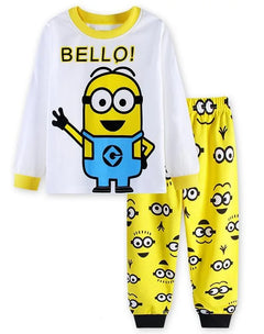 Despicable me Minion Series Children'S pj's 2pcs Set Boys/Girls Cartoon Long Sleeve Sleepwear