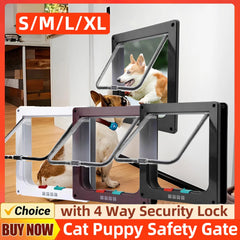 Dog Cat Flap Safety In & out Pet Door with 4 Way Security Lock