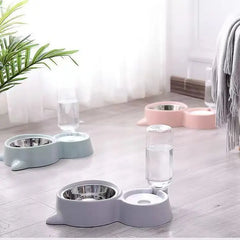 2-in-1 Cat Bowl Water Dispenser Automatic Water Storage