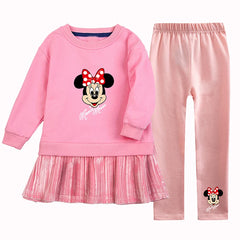 Baby Girls Minnie Clothing Sets Cotton Dress + Pants 2Pcs