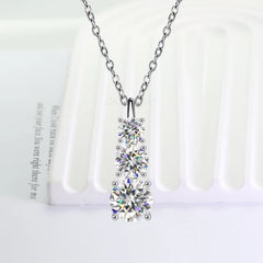 High-quality S925 Sterling Silver Chain D VVS1 Moissanite Stone 3 Stone Necklace Fine Jewellry