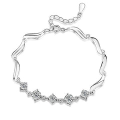 Moissanite Diamond Bracelet Platinum Plating Sterling Silver Ten Stars Charms Bracelet Promise Gift For Women Girls Fine Jewelry