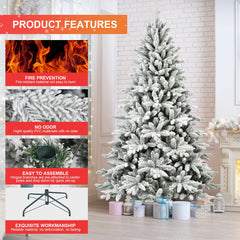 5FT/6FT/7FT Pre-lit Artificial Christmas Tree Branch Tips Automatic Open