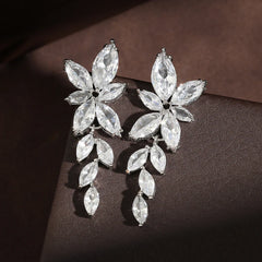 Crystal Zirconia Long Drop Earrings for Women