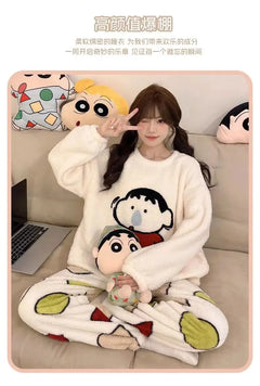 Cute Cartoon Autumn and Winter Sleepwear Women's