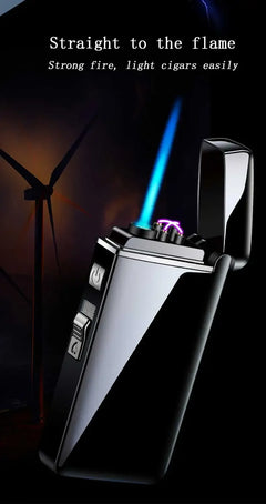 2024 New Metal Windproof Double Arc USB Charging Gas Dual Purpose Lighter Gas Electric Hybrid Cigar Lighter Men's Gift