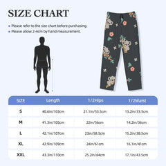 Cute Cartoon Koala Floral Pajama Pants Sleepwear for Men Elastic Waistband Sleep Lounge Bottoms with Pockets