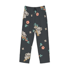 Cute Cartoon Koala Floral Pajama Pants Sleepwear for Men Elastic Waistband Sleep Lounge Bottoms with Pockets