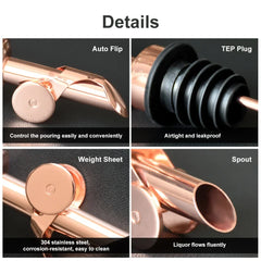 Stainless Steel Pour Spout with Plug for Cocktail or Olive Oil Vinegar Bottle Pourer Auto Flip Liquor Bottle Pourer