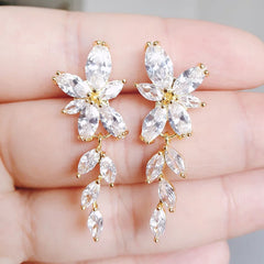 Crystal Zirconia Long Drop Earrings for Women