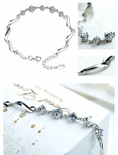 Moissanite Diamond Bracelet Platinum Plating Sterling Silver Ten Stars Charms Bracelet Promise Gift For Women Girls Fine Jewelry
