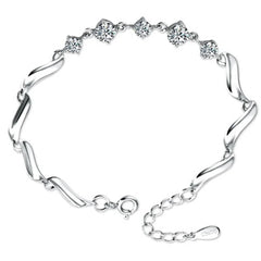 Moissanite Diamond Bracelet Platinum Plating Sterling Silver Ten Stars Charms Bracelet Promise Gift For Women Girls Fine Jewelry