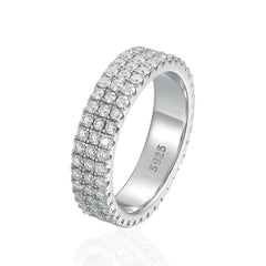 NeeTim Full Moissanite Ring Sterling Silver 925 with Gold Plated