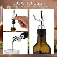 Stainless Steel Pour Spout with Plug for Cocktail or Olive Oil Vinegar Bottle Pourer Auto Flip Liquor Bottle Pourer