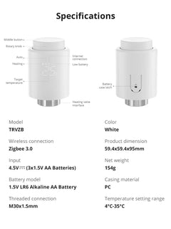 Thermostatic Radiator Valve TRVs Smart Quiet TRV Temperature Control System Support Alexa ZHA MQTT Ewelink