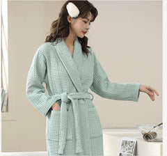 Hotel Cotton Men Bathrobe Plus Size Waffle Bath Robe Thicken Breathable Robes