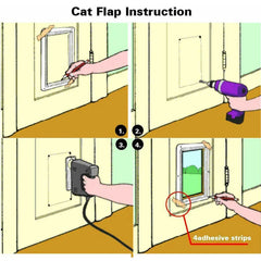 Dog Cat Flap Safety In & out Pet Door with 4 Way Security Lock