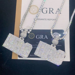 Customized Moissanite Pendant Luxury Jewelry 925 Silver Iced Out Vvs Moissanite Letter Initial Name Pendant With Gra Certificate