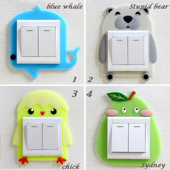 3D Switch Stickers Silicone Wall Sticker Luminous Cactus Plant Protective Cover for Switch Socket