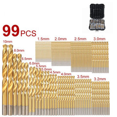 99pcs Titanium Drill Bit Set High-Speed Steel Drill Bits for Steel Plate Wood Plastic Metal Copper Alloy Woodworking Hole Opener