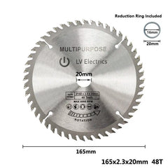 Circular Saw Blade 165mm Dia 24T/40T/48T TCT Carbide Disc for Woodworking Cutting Tools