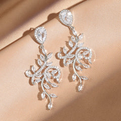 Crystal Zirconia Long Drop Earrings for Women