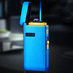 2024 New Metal Windproof Double Arc USB Charging Gas Dual Purpose Lighter Gas Electric Hybrid Cigar Lighter Men's Gift