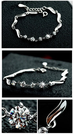 Moissanite Diamond Bracelet Platinum Plating Sterling Silver Ten Stars Charms Bracelet Promise Gift For Women Girls Fine Jewelry