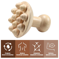 1Pcs Natural Wooden Massager Brush - Hand-Held Anti Cellulite Reduction Relieve Tense Muscles and Bones Head Scalp Massage Tool