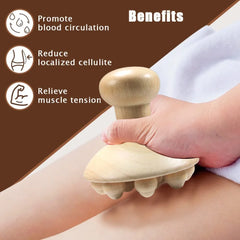 1Pcs Natural Wooden Massager Brush - Hand-Held Anti Cellulite Reduction Relieve Tense Muscles and Bones Head Scalp Massage Tool