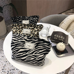 Large Women Leopard Cosmetic Bag Canvas Waterproof