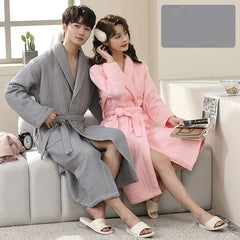 Hotel Cotton Men Bathrobe Plus Size Waffle Bath Robe Thicken Breathable Robes