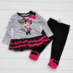 Baby Girls Minnie Clothing Sets Cotton Dress + Pants 2Pcs