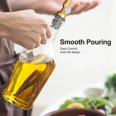 Stainless Steel Pour Spout with Plug for Cocktail or Olive Oil Vinegar Bottle Pourer Auto Flip Liquor Bottle Pourer