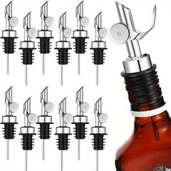 Stainless Steel Pour Spout with Plug for Cocktail or Olive Oil Vinegar Bottle Pourer Auto Flip Liquor Bottle Pourer