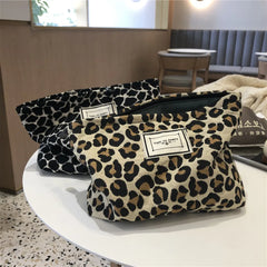 Large Women Leopard Cosmetic Bag Canvas Waterproof