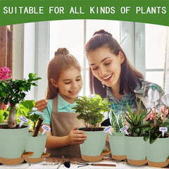 5pack 5inch Self Watering Pots for Indoor Plants,Flower Pots Planter with Drainage Holes and Wick Rope