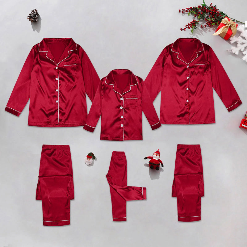 Satin Silk Family Matching Pajama Suits Christmas