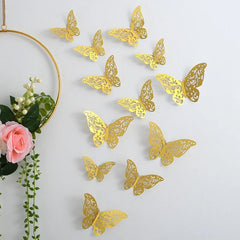 12Pcs/Set 3D Hollow Wall Stickers Butterflies