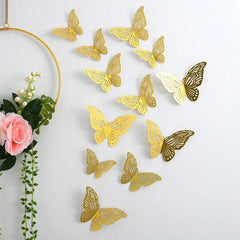 12Pcs/Set 3D Hollow Wall Stickers Butterflies