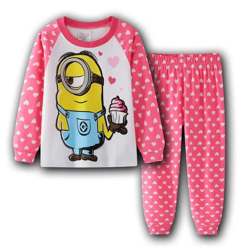 Despicable me Minion Series Children'S pj's 2pcs Set Boys/Girls Cartoon Long Sleeve Sleepwear