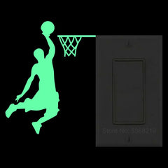 Luminous Cartoon Basketball Player Dunk Wall Sticker f