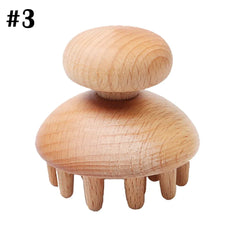 1Pcs Natural Wooden Massager Brush - Hand-Held Anti Cellulite Reduction Relieve Tense Muscles and Bones Head Scalp Massage Tool